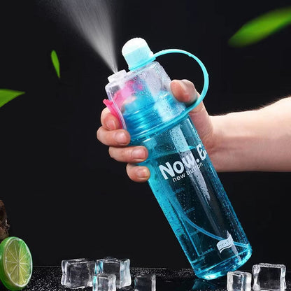 600Ml Spray Cold Water Bottle Sublimation Mist Water Bottle Reusable Gym Sports Plastic Bottle with Spray Summer