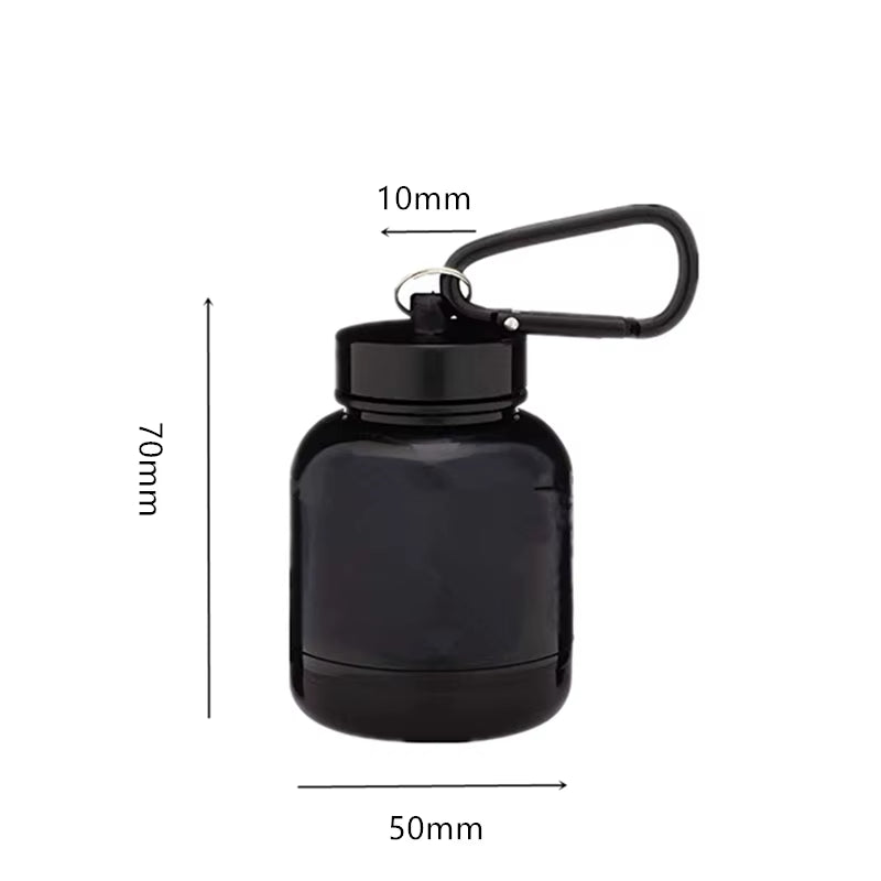 Portable Protein Powder Whey Bottle with Keychain Health Funnel Medicine Box Small Mini Cup Outdoor Camping Container