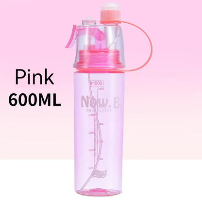 600Ml Spray Cold Water Bottle Sublimation Mist Water Bottle Reusable Gym Sports Plastic Bottle with Spray Summer