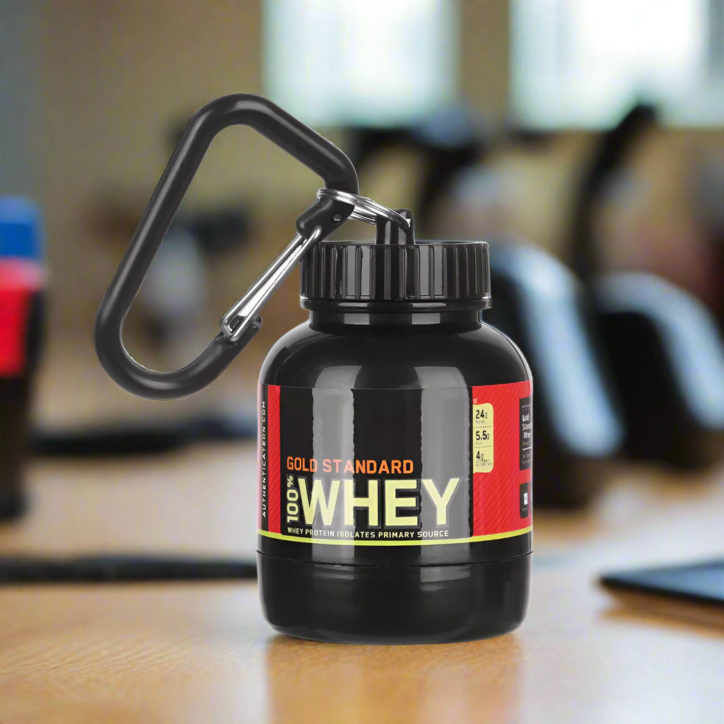 Portable Protein Powder Whey Bottle with Keychain Health Funnel Medicine Box Small Mini Cup Outdoor Camping Container